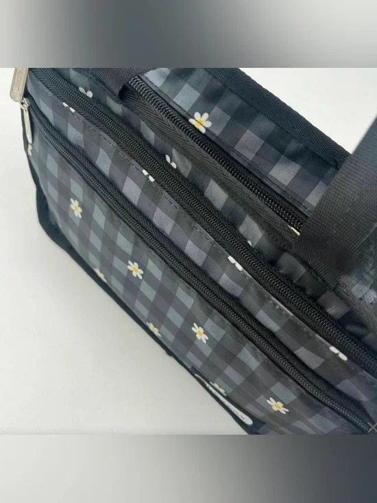 LeSportsac Black & Gray Gingham Daisy Cosmetic Bag - Picture 11 of 11
